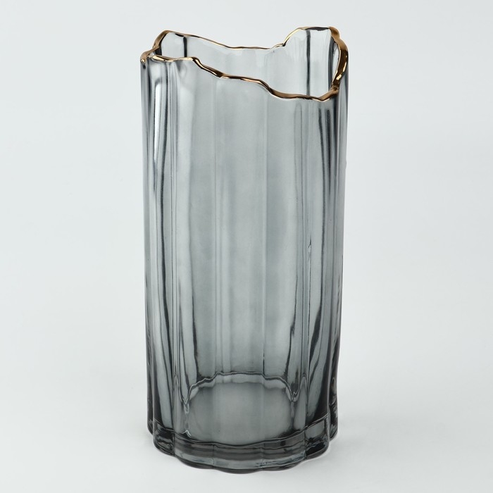 Ваза для цветов &laquo;Калипсо грей&raquo; из серого стекла 26&times;12&times;12 см
