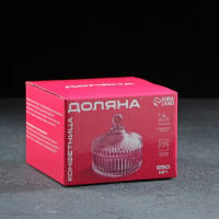 Конфетница Доляна &laquo;Царская&raquo;, 550 мл, 13.5&times;15 см, с крышкой, стекло, прозрачная