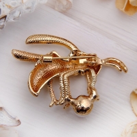 Брошь &laquo;Пчелка&raquo; с бусиной, цветная в золоте