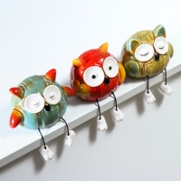 Сувенир керамика "Вязаные совята с длинными ножками" набор 3 шт 8х7,5х9,5 7,5х8х12 см