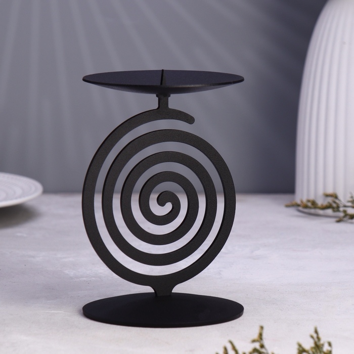 Подсвечник "Спираль" 11х10х16см, чёрный