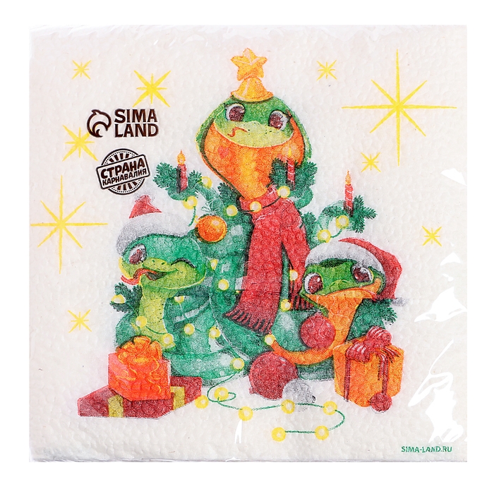 Салфетки новогодние бумажные &laquo;С Новым годом: ёлочка&raquo;, однослойные, 24х24 см, 20 шт.