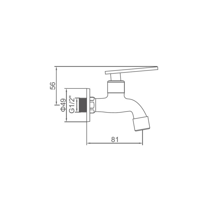Кран водоразборный Accoona A473-2, 1/2", ручка, нержавеющая сталь, хром