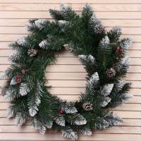 Новогодний венок "Интерьерный белоснежный" (шишки серебро+ягоды) 45см