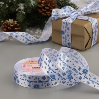 Новый год! Лента атласная &laquo;От Дедушки Мороза&raquo;, 25 мм, 23 &plusmn; 1 м, цвет синий/белый