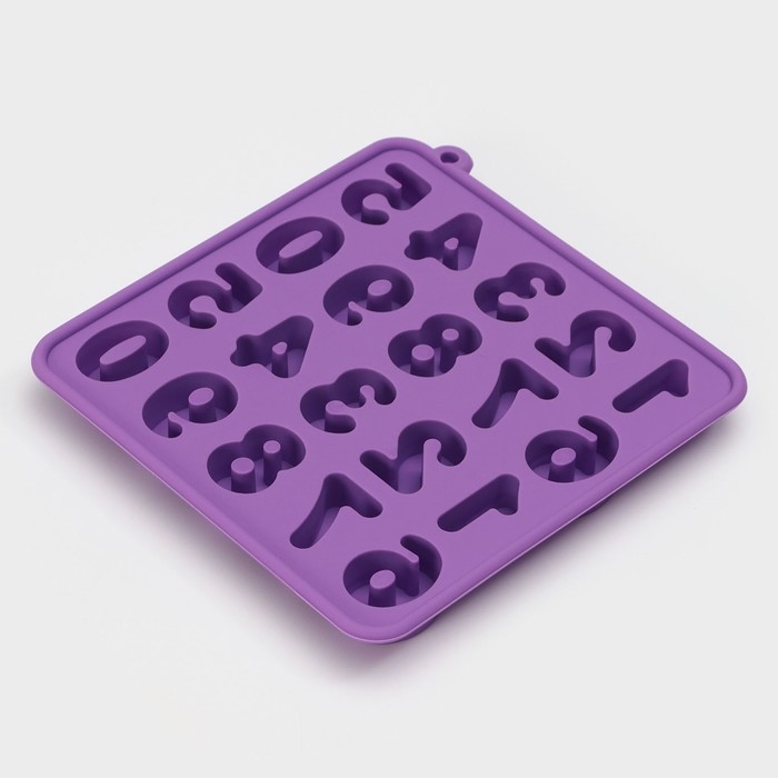 Форма для кондитерских украшений Доляна &laquo;Цифры&raquo;, силикон, 16&times;16&times;2 см, 20 ячеек (2,9&times;2,2 см), цвет МИКС