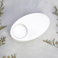 Подсвечник "Узкий овал. Мрамор" из гипса,11,5х7х4см,белый перламутр Подсвечник "Узкий овал. Мрамор" из гипса,11,5х7х4см,белый перламутр