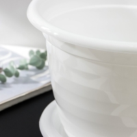 Горшок для цветов с поддоном &laquo;Виола&raquo;, 5 л, пластиковый, белый