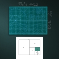 Мат для резки, трёхслойный, 30 &times; 21 см, А4, цвет зелёный