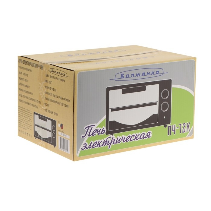 Мини-печь Волжанка ПЧ-12К, 600 Вт, 12 л, 100-230&deg;С, таймер, красно-чёрная