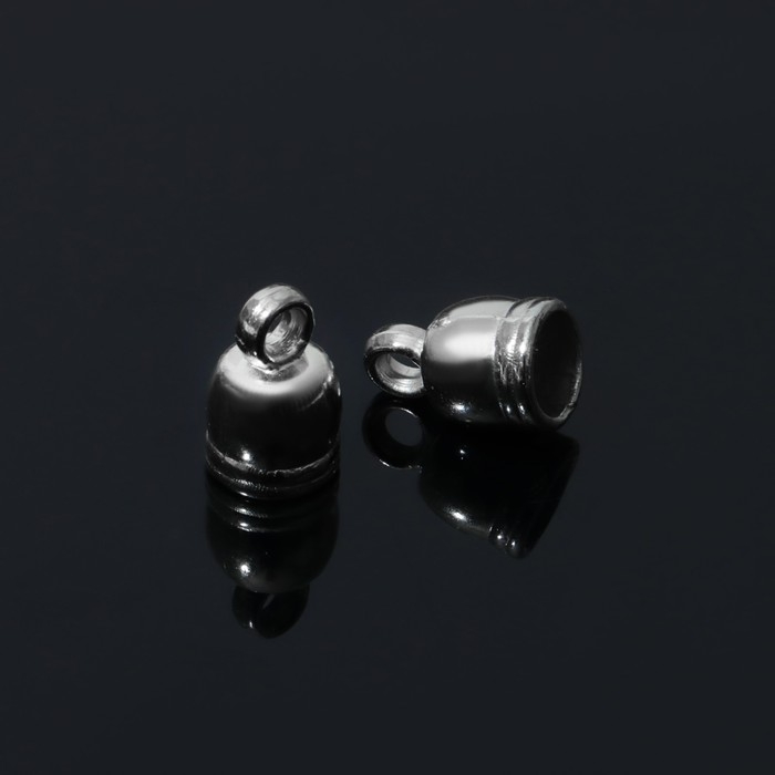 Концевик-шапочка клеевой 1,1&times;0,7&times;0,7 см, (набор 10 шт.), цвет серебро