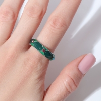 Кольцо «Орнамент» мульти, цвет зелёный в серебре, безразмерное Кольцо «Орнамент» мульти, цвет зелёный в серебре, безразмерное