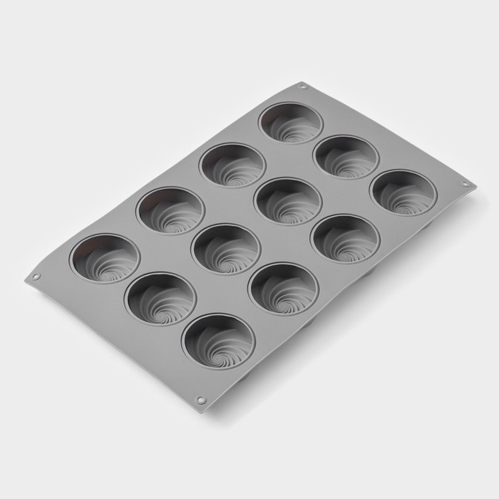 Форма для выпечки и муссовых десертов KONFINETTA &laquo;Шарм&raquo;, 29,5&times;17,2 см, 12 ячеек (5&times;2,2 см), цвет серый