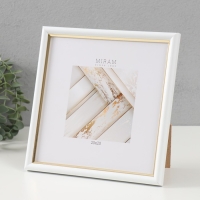 Фоторамка пластик "МИРАМ" 20х20 см, 636461-22, белый с золотом (пластиковый экран)