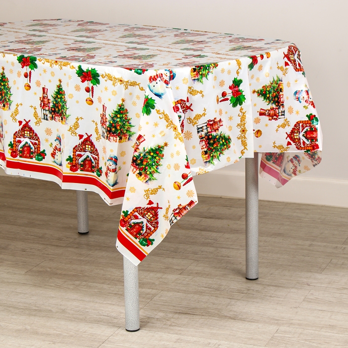 Скатерть новогодняя одноразовая &laquo;Снеговик&raquo;, 180х137 см