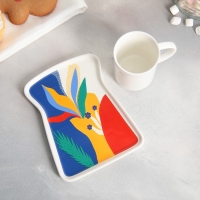 Чайная пара керамическая &laquo;Абстракция&raquo;, кружка 200 мл, блюдце 17.8х13.3 см, цвет белый