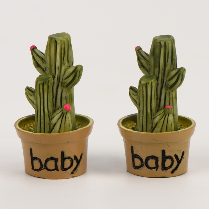Миниатюра кукольная &laquo;Кактус в горшке&raquo;, набор 2 шт., размер 1 шт. &mdash; 1,7 &times; 2,5 &times; 1,7 см