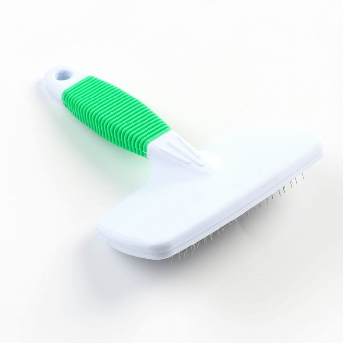 Пуходерка Пуходерка "Риф" без капель большая, резиновая ручка, 12 х 15 см, зелёно-белая