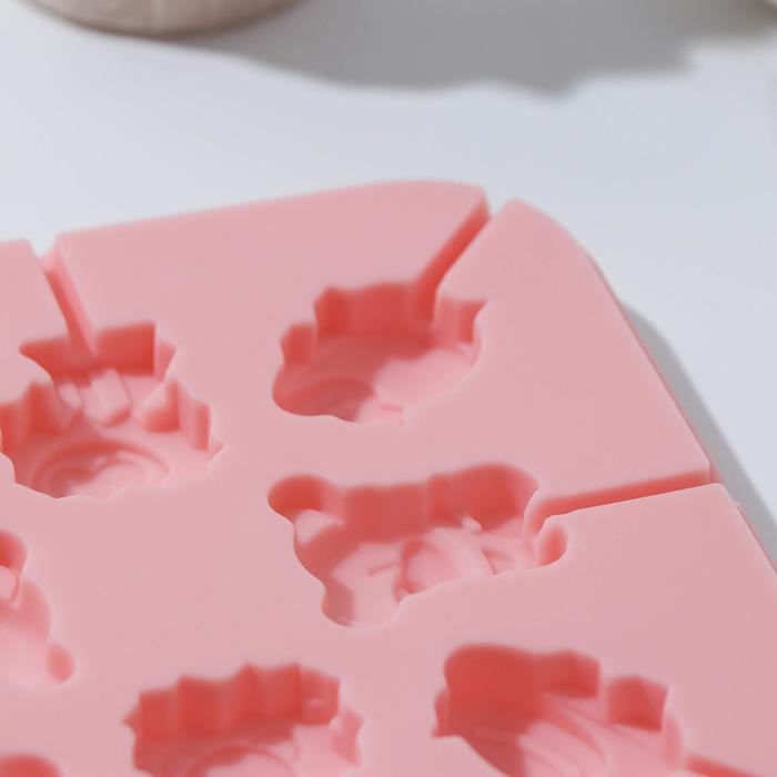 Форма для леденцов &laquo;Зоопарк&raquo;, силикон, 14,5&times;14,5&times;1,5 см, 8 ячеек (3&times;2,5 см), с палочками, цвет МИКС