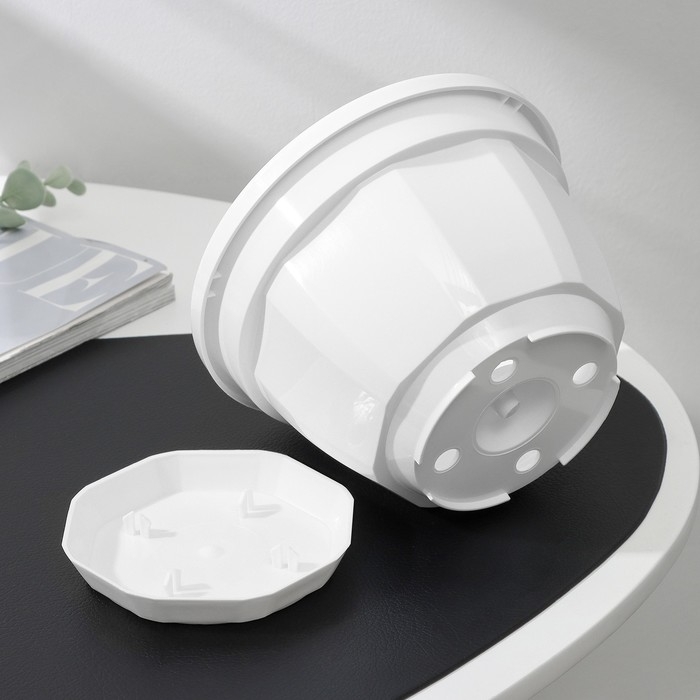 Горшок для цветов с поддоном &laquo;Ника&raquo;, 1,5 л, d=17 см, h=12 см, белый