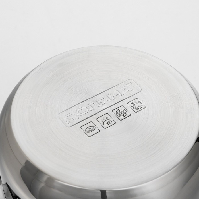 Кастрюля из нержавеющей стали Доляна &laquo;Чёрная ночь&raquo;, 2,2 л, с крышкой