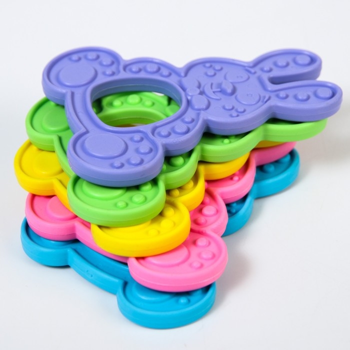 Прорезыватель силиконовый &laquo;Зайка&raquo;, цвет МИКС, КНОПА