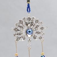 Музыка ветра металл "Павлин хвост-веер" от сглаза с кисточкой 2 колокольчика 28 см Музыка ветра металл "Павлин хвост-веер" от сглаза с кисточкой 2 колокольчика 28 см