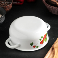 Кастрюля эмалированная 1,5 л, декор МИКС, цвет белый