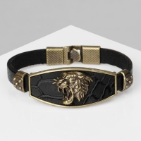 Браслет унисекс «Атлант» тигр, цвет чёрный с чернёным золотом, 22 см Браслет унисекс «Атлант» тигр, цвет чёрный с чернёным золотом, 22 см