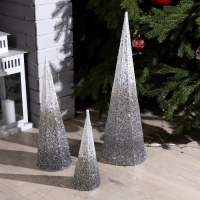 Светодиодная фигура &laquo;Серебристые конусы&raquo; 30, 45, 60 см, текстиль, металл, 220 В, свечение тёплое белое