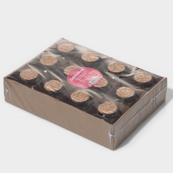 Набор баночек стеклянных для специй с пробковой крышкой Доляна &laquo;Парфе&raquo;, 120 мл, 7&times;7 см, 12 шт