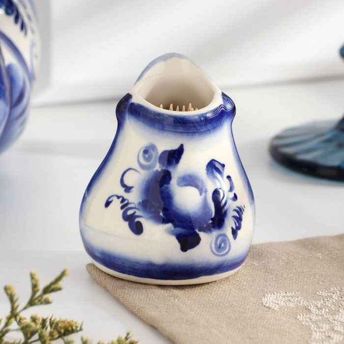 Подставка под зубочистки &laquo;Еж&raquo;, гжель