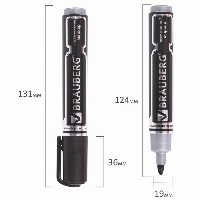 Маркер перманентный 5.0 мм BRAUBERG Neo, чёрный