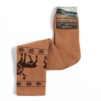 Гольфы женские из монгольской шерсти с рисунком, цвет рыжий, размер 23-25