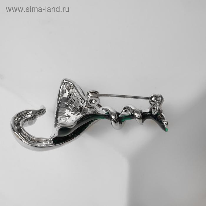 Брошь &laquo;Змея в геральдике&raquo; знак медицины, цвет зелёный в серебре