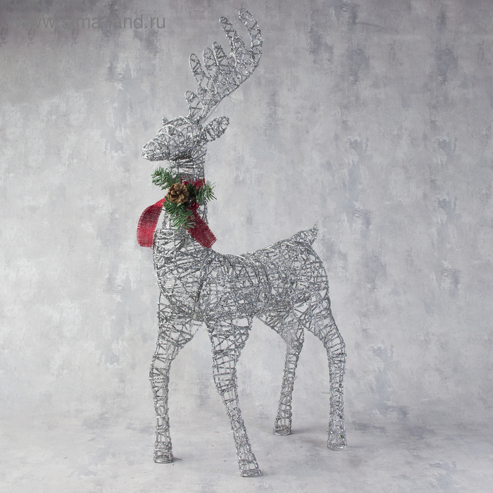 Светодиодная фигура &laquo;Олень серебристый&raquo; 50 &times; 85 &times; 18 см, металл, 220 В, свечение белое