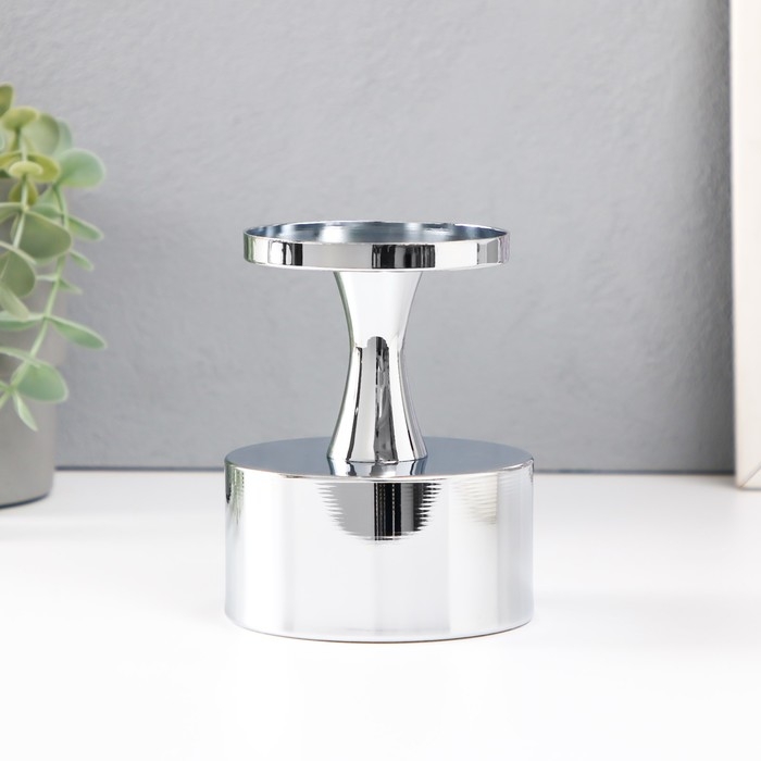 Подсвечник металл на 1 свечу d=7.5 см "Алессио" серебро 9х9х12 см