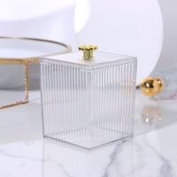 Органайзер для ватных палочек «FLOWER», с крышкой, 11 × 8,5 × 8,5 см, цвет прозрачный/золотистый Органайзер для ватных палочек «FLOWER», с крышкой, 11 × 8,5 × 8,5 см, цвет прозрачный/золотистый