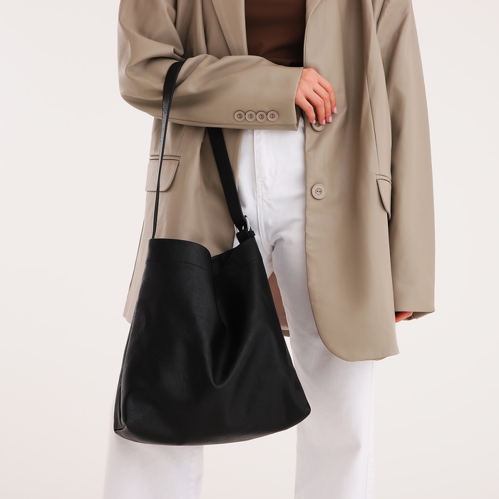 Сумка-мешок женская, на магните, косметичка, цвет чёрный Сумка-мешок женская, на магните, косметичка, цвет чёрный