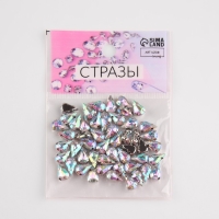 Стразы пришивные &laquo;Капля&raquo;, в оправе, с голографией, 6 &times; 10 мм, 50 шт