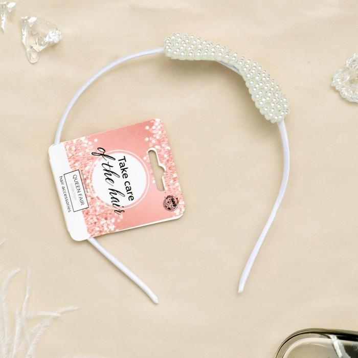 Ободок для волос "Бланш" бантик, 0,5 см, белый