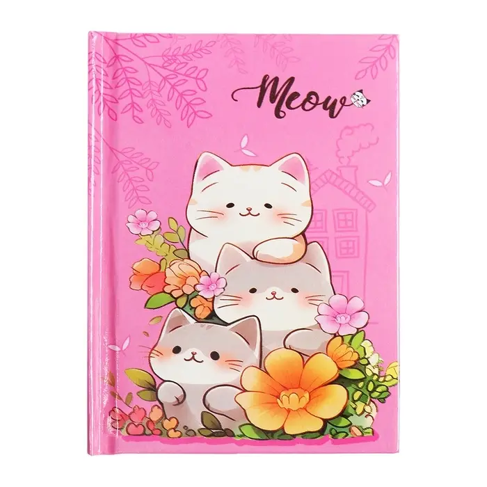 Записная книжка подарочная, 45 листов, линия, на замке Котики (16,3х12,7см)