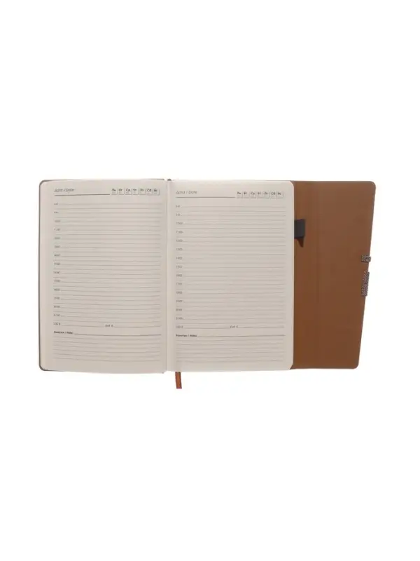 Ежедневник недатированный формат А5, с клапаном, 96л, линия, пвх, Коричневый