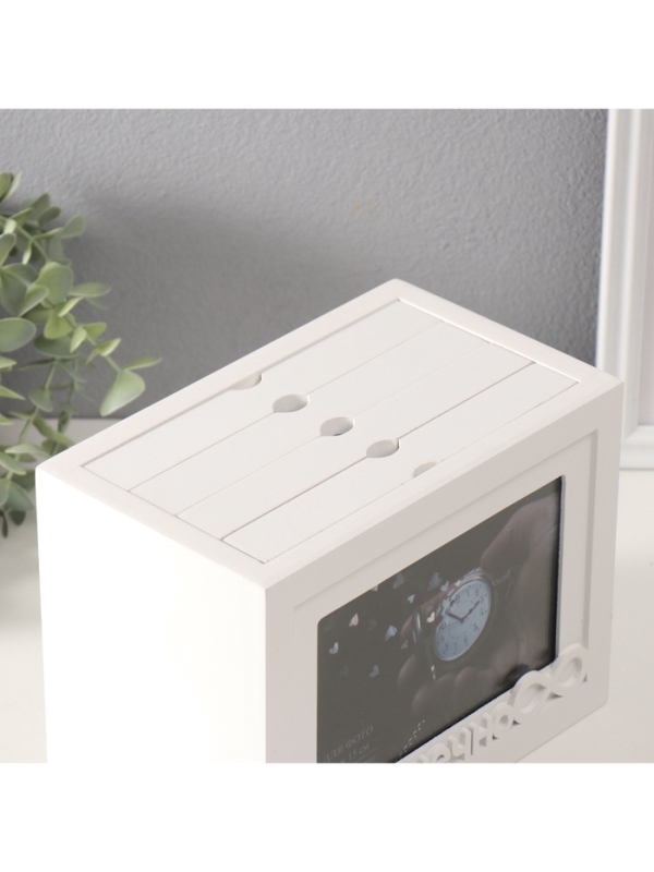 Фотоархив на 96 фото 10х15 см + рамка 10х15 см "Бесконечно" белый 20х15х12 см