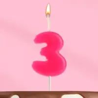Свеча для торта &laquo;Неоновая&raquo;, цифра 3, розовая