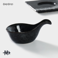 Набор фарфоровых соусников на фарфоровой подставке Magistro &laquo;Ночной дождь&raquo;, 4 предмета: соусник 3 шт 100 мл, подставка 35&times;12&times;1 см, цвет чёрный