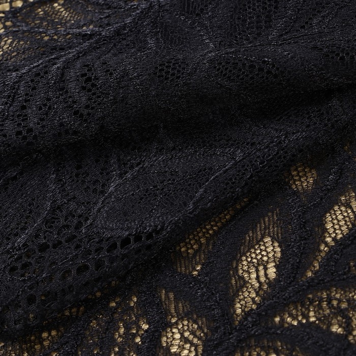 Кружевная эластичная ткань, 185 мм × 2,7 ± 0,5 м, цвет чёрный Кружевная эластичная ткань, 185 мм × 2,7 ± 0,5 м, цвет чёрный