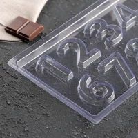 Форма для шоколада и конфет &laquo;Цифры&raquo;, 10 ячеек, 22&times;11 см, цвет прозрачный