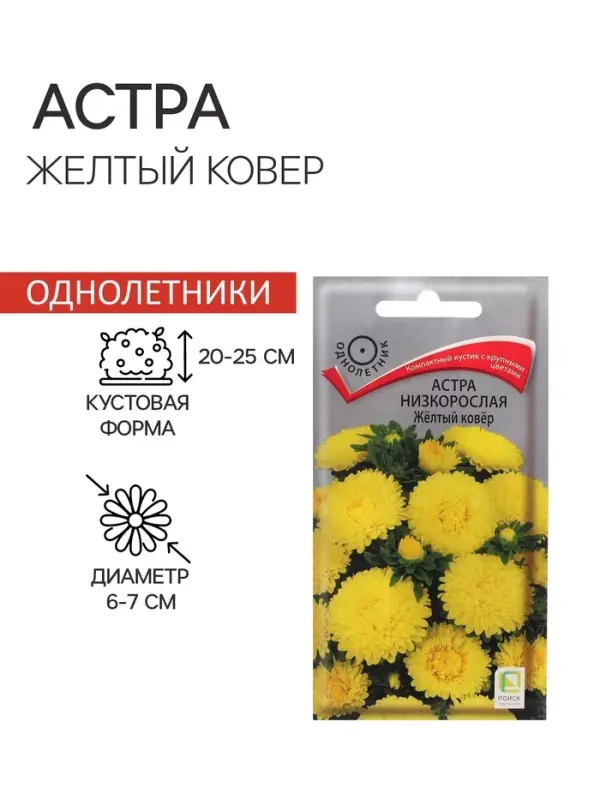 Семена цветов Астра низкорослая "Желтый ковер", 0,2 г