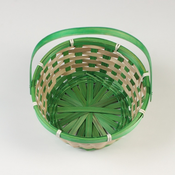 Корзина плетеная, бамбук, 21х21х10/24 см, зеленая